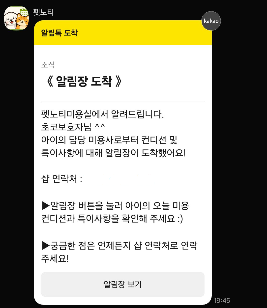 카카오톡 알림